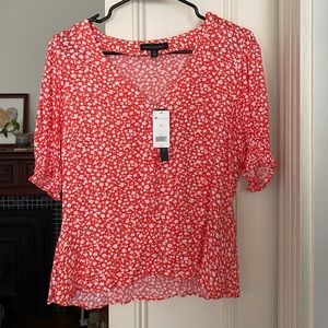 NWT Banana Republic coral pink floral peplum top
